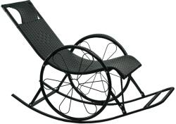 TEMPO KONDELA Scaun balansoar, ratan/metal, negru, ROKIN