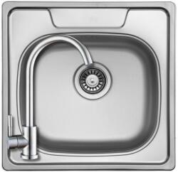 Strong 505997+SAP4-A090 - StrongSinks S1 Tyne rozsdamentes mosogató polírozott 506x506 mm + ZEGOR rozsdamentes íves csaptelep szett (505997+SAP4-A090)