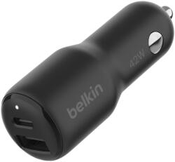 Belkin BoostCharge USB-C / USB-A Autós töltő - Fekete (42W) (CCB005BTBK) (CCB005BTBK)