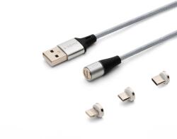 SAVIO 3az1-ben type-C, Micro USB, Lightning mágneses kábel 1m ezüst (CL-153) (CL-153) (CL-153)
