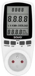 Savio Wattmeter SAVIO LCD AE-01 dugalj fogyasztásmérővel - Fehér (SAVAE-01) (SAVAE-01)