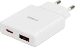 iBOX C-43 USB-A / USB-C Lapos Hálózati Gyorstöltő Adapter 30W - Fehér (ILUC43W) (ILUC43W)
