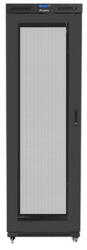 Lanberg 19" szabadon álló rack szekrény 47U/800X1000 perforált ajtó, lapraszerelt, LCD kijelző, fekete V2 (FF01-8047-23BL) - bbmarket