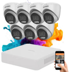 Hikvision ColorVu 7 kamerás biztonsági dome kamera rendszer 5MP színes éjszakai képpel
