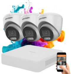 Hikvision ColorVu 3 kamerás biztonsági dome kamera rendszer 5MP színes éjszakai képpel