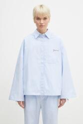 Fiorucci pamut ing Striped Embroidered Drawstring Shirt női, galléros, relaxed, W02SPTLO170CO01BL02 - kék 42