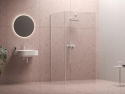 RAVAK Walk-In Corner Set 120x80, zuhanykabin matt fehér+transparent (GW1CG4E0SZ1)