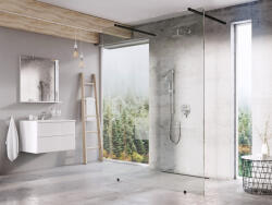 RAVAK Walk-In Free Set 140, zuhanykabin fekete+transparent (GW9FM030SZ1)