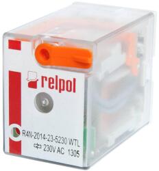 Relpol R4N-2014-23-5110-WTL Miniatűr ipari relé, 4C/O, 7A, 110VAC, tesztkar, LED (860622) (860622)