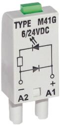 Relpol M41G Túlfesz szabályozó modul DC relékhez. Led+ védődióda, N polarizáció, 6/24VDC, zöld (854841) (854841)
