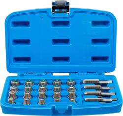 BGS Set reparaţie pentru filet baie scurgere ulei M13x 1.5, M15x 1.5, M17x 1.5, M20 x 1.5, 64 piese, BGS 126 (B-126)