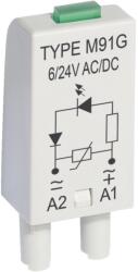 Relpol M91G Állapotjelző + varisztor, LED-es 6/24 VAC/DC, zöld (854856) (854856)