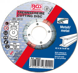 BGS technic Disc abraziv pentru taiere 115 x 2.5 mm, Tip 42, BGS 3922 (B-3922) Disc de taiere