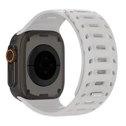 Apple Watch 4-6, SE, SE (2022) (42 / 44 mm) / Watch 7-9 (45 mm) / Watch 10 (46 mm) / Watch Ultra 1-2 (49 mm), szilikon pótszíj, légáteresztő, lyukacsos, mágneses zár, Dux Ducis CS, szürke