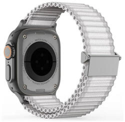 Apple Watch 4-6, SE, SE (2022) (38 / 40 mm) / Watch 7-9 (41 mm) / Watch 10 (42 mm), textíl pótszíj, nylon, állítható, hullámos kialakítású akasztórész, Dux Ducis YC, fehér