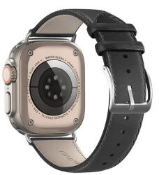Apple Watch 4-6, SE, SE (2022) (42 / 44 mm) / Watch 7-9 (45 mm) / Watch 10 (46 mm) / Watch Ultra 1-2 (49 mm), valódi bőr pótszíj, állítható, Dux Ducis YS, fekete