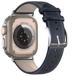 Apple Watch 4-6, SE, SE (2022) (38 / 40 mm) / Watch 7-9 (41 mm) / Watch 10 (42 mm), valódi bőr pótszíj, állítható, Dux Ducis YS, sötétkék