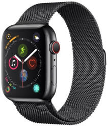 Apple Watch 4-6, SE, SE (2022) (42 / 44 mm) / Watch 7-9 (45 mm) / Watch 10 (46 mm) / Watch Ultra 1-2 (49 mm), fém pótszíj, milánói stílus, mágnes zárral, Devia Elegant, fekete