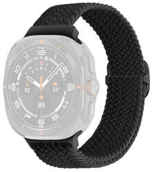 Samsung Galaxy Watch Ultra (47mm) SM-L705, textíl pótszíj, állítható, szőtt stílusú, fekete