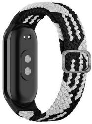 Xiaomi Mi Smart Band 8 / 9, textíl pótszíj, állítható, szőtt stílusú, fekete/fehér