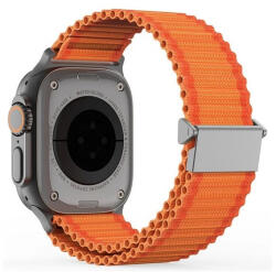 Apple Watch 4-6, SE, SE (2022) (38 / 40 mm) / Watch 7-9 (41 mm) / Watch 10 (42 mm), textíl pótszíj, nylon, állítható, hullámos kialakítású akasztórész, Dux Ducis YC, narancssárga