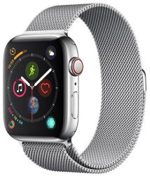 Apple Watch 4-6, SE, SE (2022) (42 / 44 mm) / Watch 7-9 (45 mm) / Watch 10 (46 mm) / Watch Ultra 1-2 (49 mm), fém pótszíj, milánói stílus, mágnes zárral, Devia Elegant, ezüst