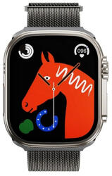 Apple Watch 4-6, SE, SE (2022) (42 / 44 mm) / Watch 7-9 (45 mm) / Watch 10 (46 mm) / Watch Ultra 1-2 (49 mm), fém pótszíj, mágneses zár, milánói stílus, Hoco AS101, sötétszürke