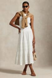 Ralph Lauren pamut szoknya fehér, midi, harang alakú, 211955036 - fehér S
