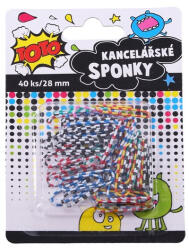 Wiky Irodai gépkapocs szett színes csíkos 28 mm 40db (834602)