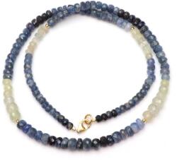  Colier Safir Albastru Natural Disc Fatetat - 2-4 x 4-6 mm - Cristalul Straucirii si Intelepciunii Divine - Accesorii Argint 925