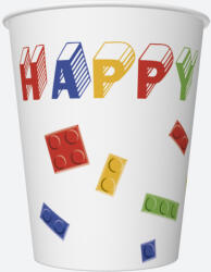 Pol-Mak Happy Birthday Building Blocks papír pohár 8 db-os 250 ml (PKK038271)