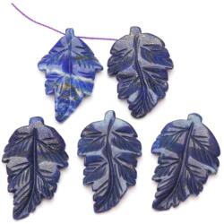  Pandantiv din Lapis lazuli Natural Frunze cu Gaura - 41-43 x 28-29 x 5 mm - Piatra Claritatii si Protectiei Spirituale - Pentru Bijuterii - 1 Buc
