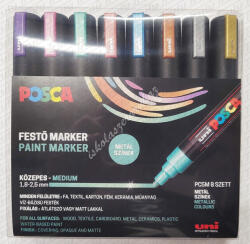  Dekormarker Uni Posca PC-5M készlet 8 darabos METÁL