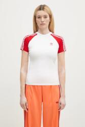 Adidas pamut póló Adicolor 3 Stripe Raglan Slim Tee női, fehér, JD0835 - fehér S