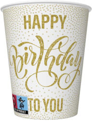 Pol-Mak Happy Birthday Dotted Gold papír pohár 8 db-os 250 ml PKK760609 (PKK760609)
