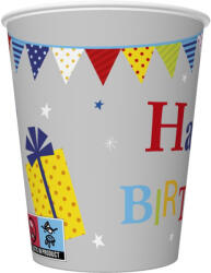 Pol-Mak Happy Birthday Gifts and Garlands papír pohár 8 db-os 250 ml PKK760784 (PKK760784)