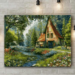 Pictorul Fericit Cabin in the Woods - Pictură pe numere Panza pictura