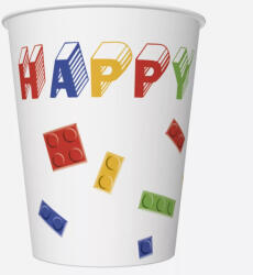  Happy Birthday Building Blocks papír pohár 8 db-os 250 ml (PKK038271) - oliviashop