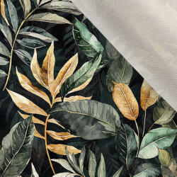 Takoy Bársony / velvet szövet Eliza fekete és arany levelek