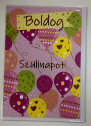  Boldog szülinapot - vidám lufis képeslap (borítékkal) (363173)