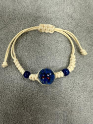  Krémszín karkötő üvegvirág mintával - természetes stílus, egyedi középponttal (VK10)