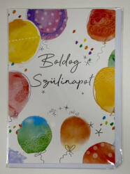  Boldog szülinapot - akvarelles képeslap lufikkal (borítékkal) (363175)