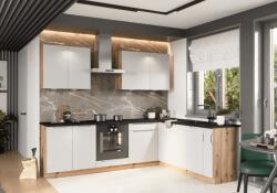 Artstolk Sarokkonyha ISABEL | 200-260 cm tölgy kézműves/szürke Kivitel: munkalappal (CKIWJSDA000A002)