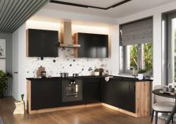 Artstolk Sarokkonyha ISABEL | 200-260 cm tölgy kézműves/fekete Kivitel: munkalappal (CKAWCGDA000A002)