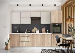 Artstolk ZOYA konyhaszekrény munkalap nélkül | 300 cm halifax tölgy/szürke