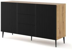 ARTBm Komód RAVENNA B 2D3S 150 | kézműves tölgy / fekete matt Kivitel: Tölgyfa artisan / matt fekete / fekete lábak