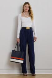 Lauren Ralph Lauren gyapjú nadrág sötétkék, magas derekú széles, 200957330 - sötétkék 38