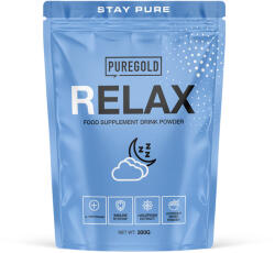 Pure Gold Relax - pudra pentru bautura cu colagen, inulina, triptofan, vitamina D si extracte vegetale, 300 grame