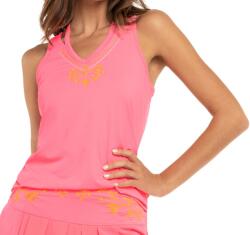 Lucky in Love Embroidery Floral Stitch V Tank - neon pink - Roz