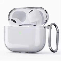 Devia Átlátszó védőtok Apple AirPods 3-hoz, karabinerrel